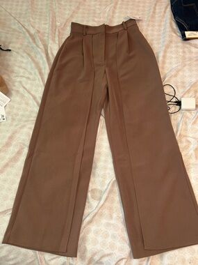 TopShop by Nordstrom Taupe Wide-Leg Trousers